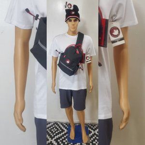 CANADA WEATHER GEAR CROSS BODY PACK MEN'S ADJUSTABLE STRAP BOTTLE POCKETS BLACK